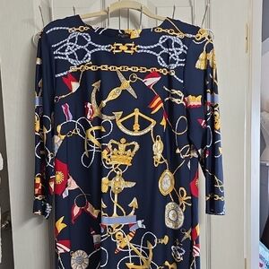 Talbots Navy and Gold Nautical Dress